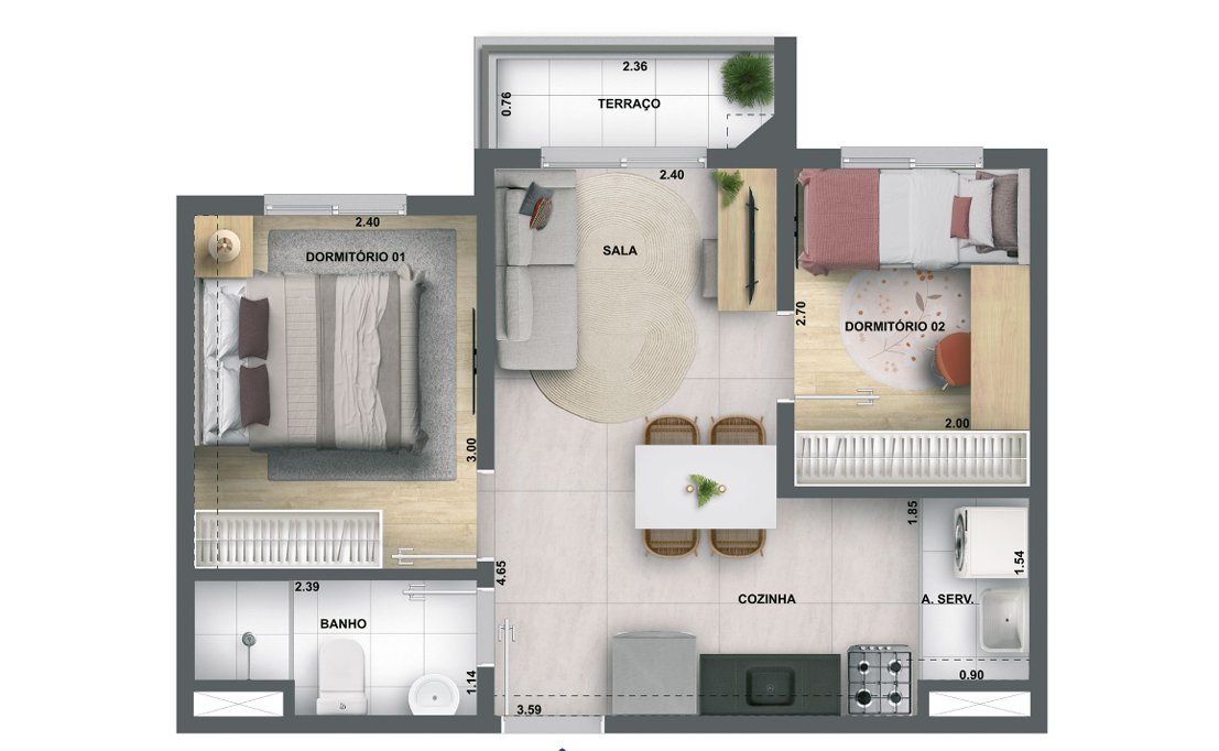 Planta 37m²